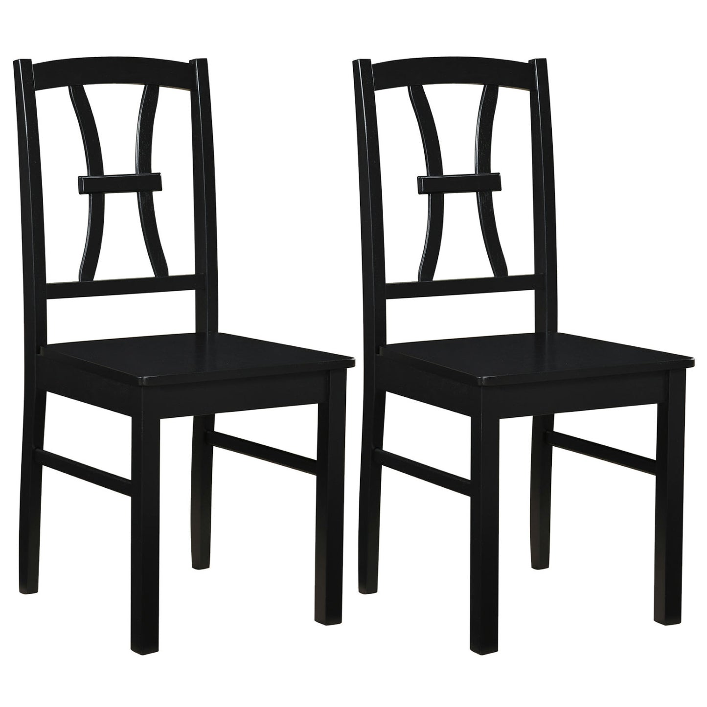 400 lbs Capacity Dining Chair Set of 2 with Cross Backrest and Rubber Wood Frame-Black