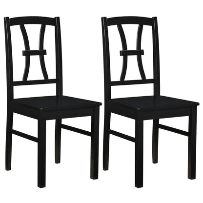 400 lbs Capacity Dining Chair Set of 2 with Cross Backrest and Rubber Wood Frame-Black