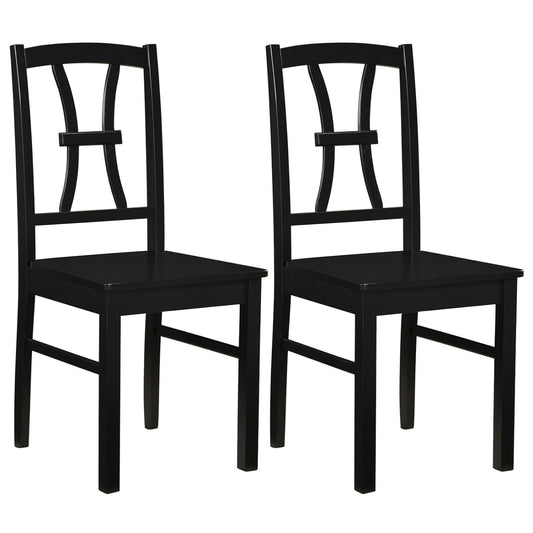 400 lbs Capacity Dining Chair Set of 2 with Cross Backrest and Rubber Wood Frame-Black