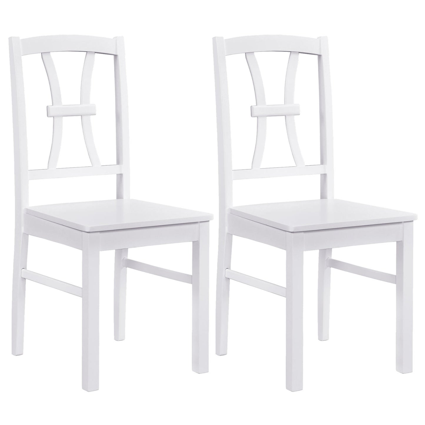 400 lbs Capacity Dining Chair Set of 2 with Cross Backrest and Rubber Wood Frame-Black