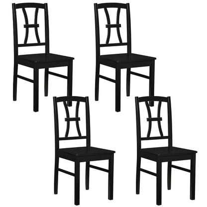 400 lbs Capacity Dining Chair Set of 4 with Cross Backrest and Rubber Wood Frame-Black