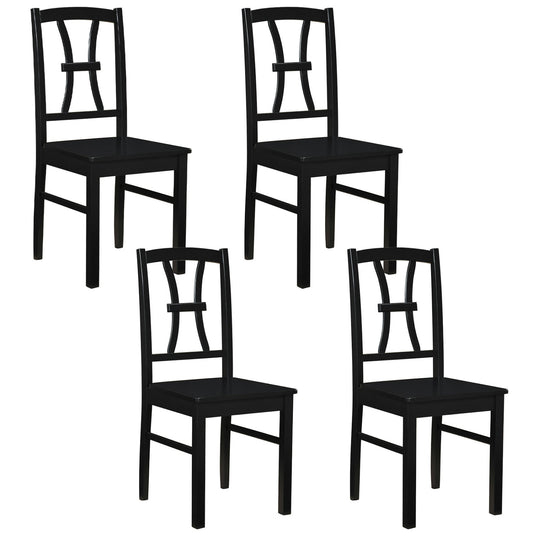 400 lbs Capacity Dining Chair Set of 4 with Cross Backrest and Rubber Wood Frame-Black