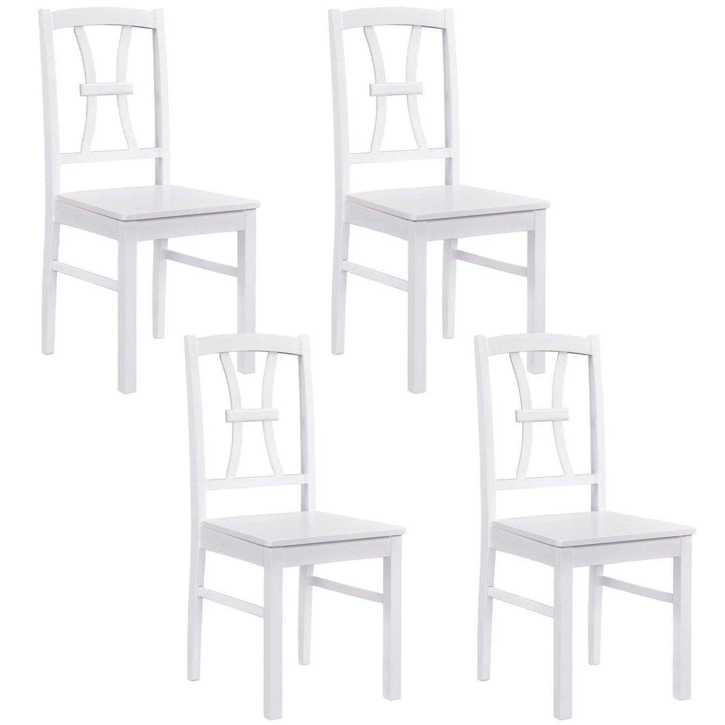 400 lbs Capacity Dining Chair Set of 4 with Cross Backrest and Rubber Wood Frame-Black