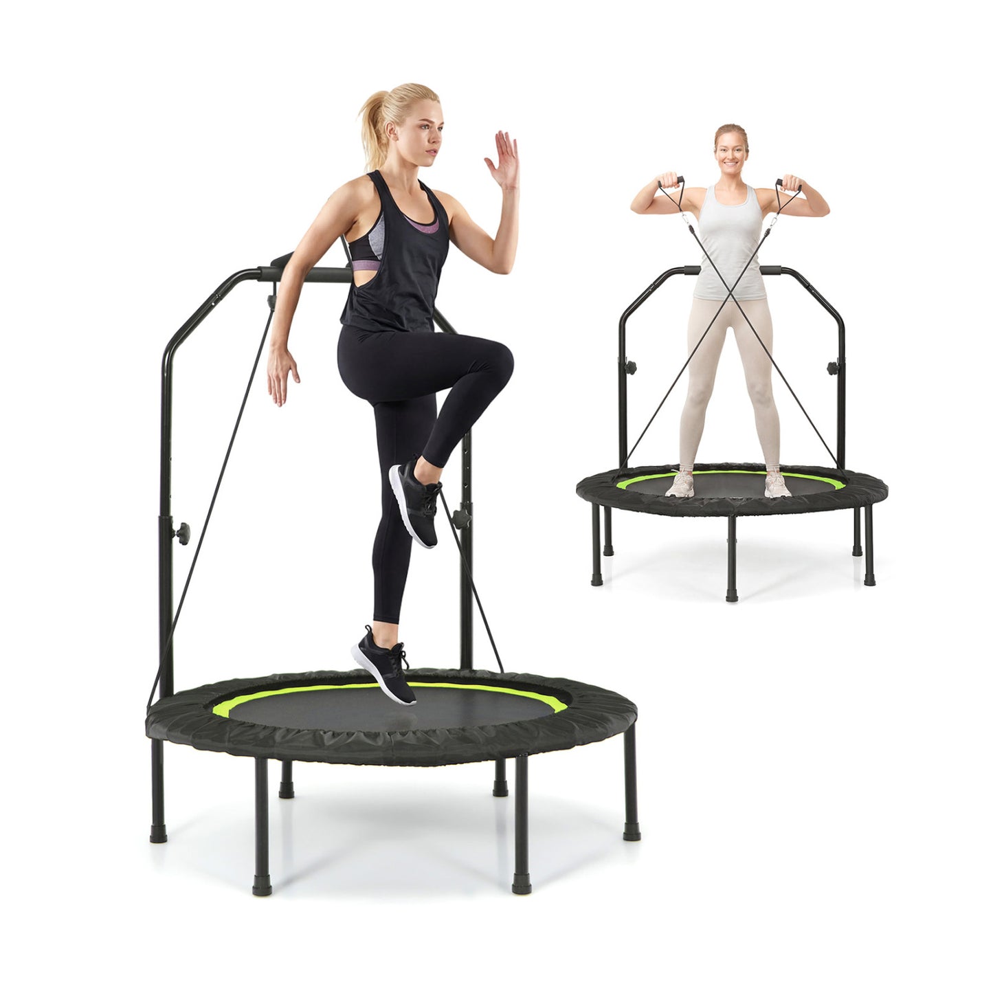 40 Inch Fitness Trampoline for Adults with 2 Resistance Bands-Green