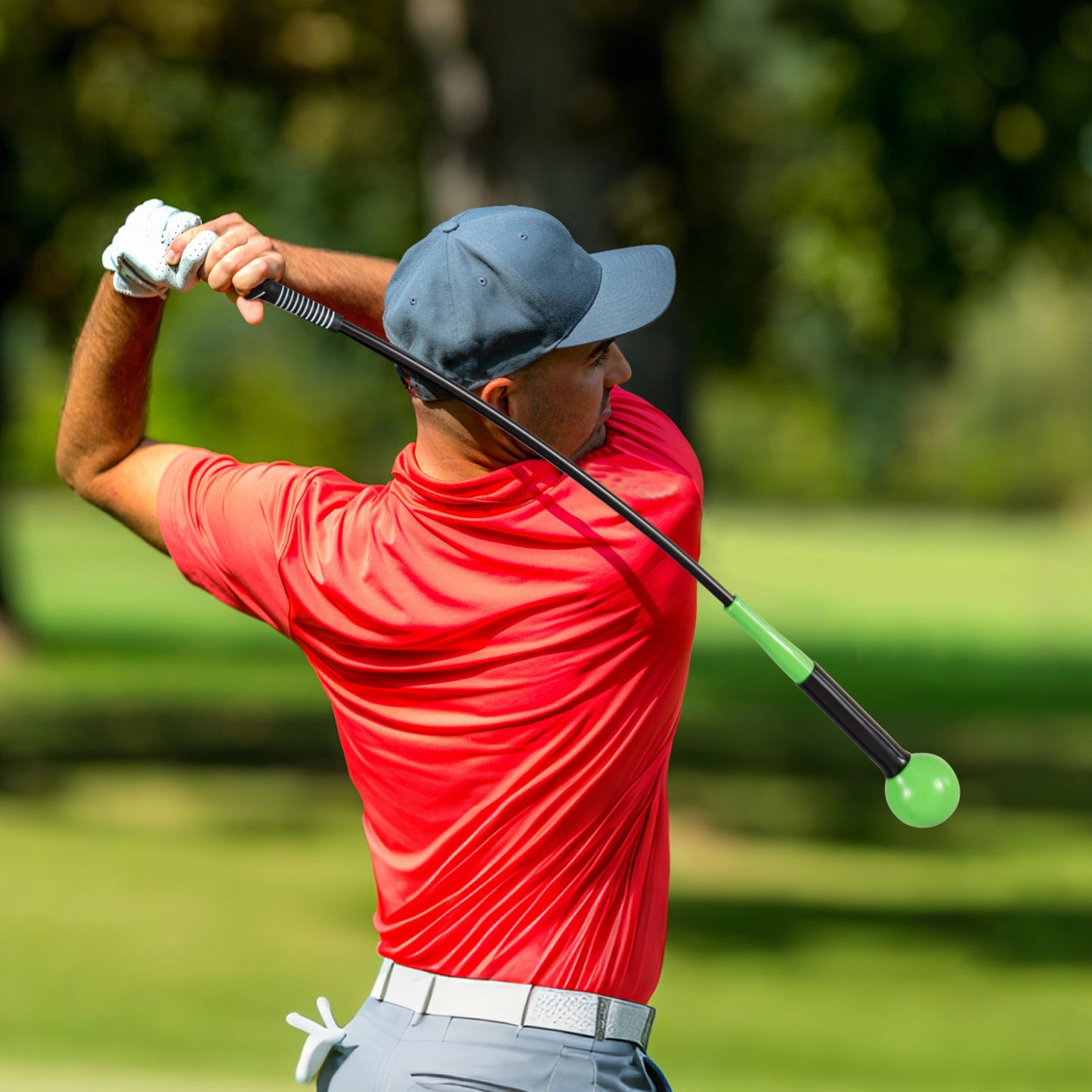 40 Inch Golf Swing Trainer Aid with Weighted Head for Grip  Rhythm  Balance-Green