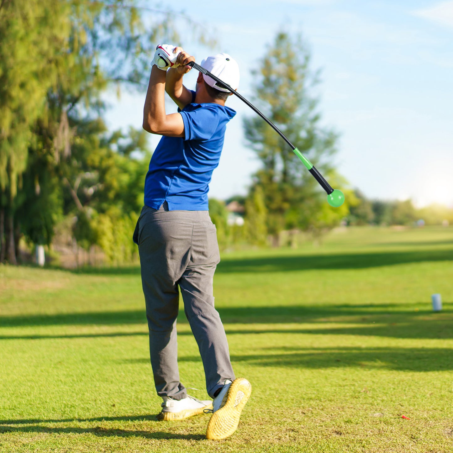 40 Inch Golf Swing Trainer Aid with Weighted Head for Grip  Rhythm  Balance-Green