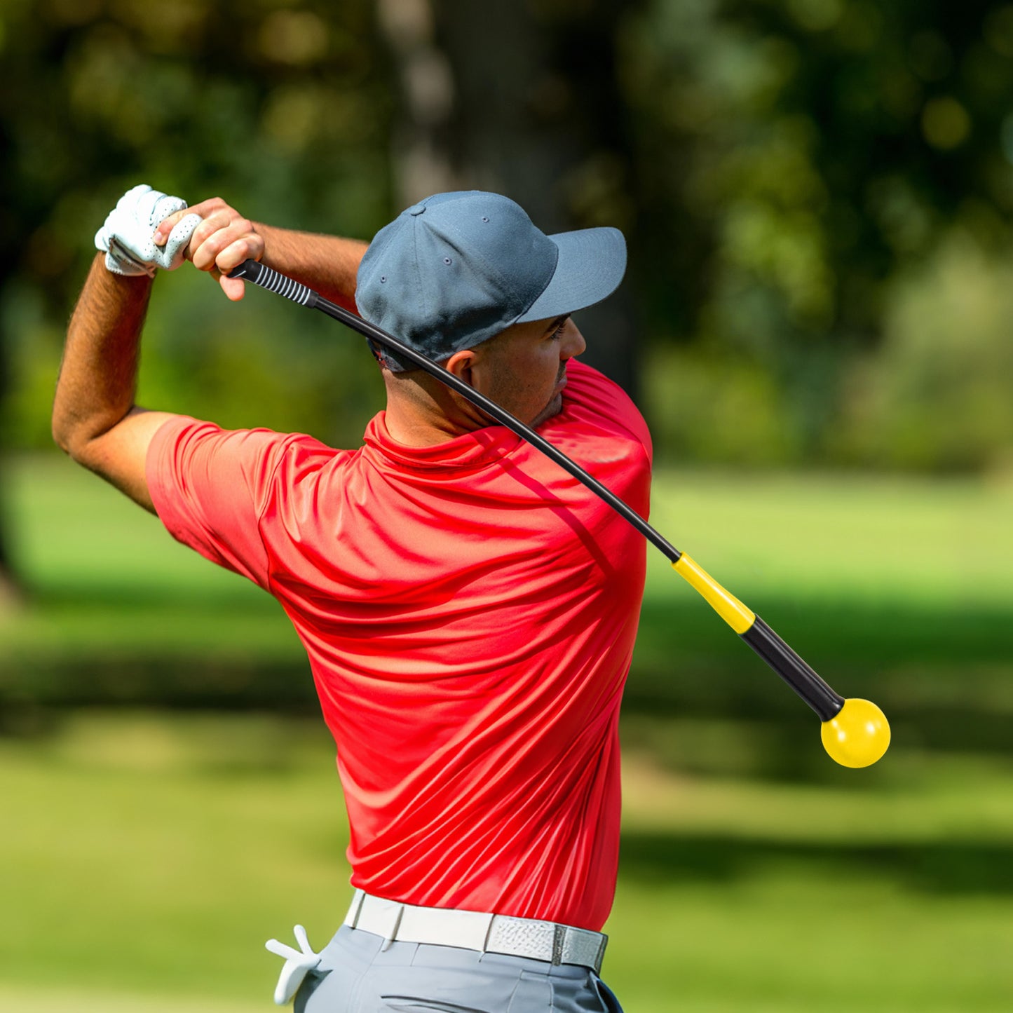 40 Inch Golf Swing Trainer Aid with Weighted Head for Grip  Rhythm  Balance-Green