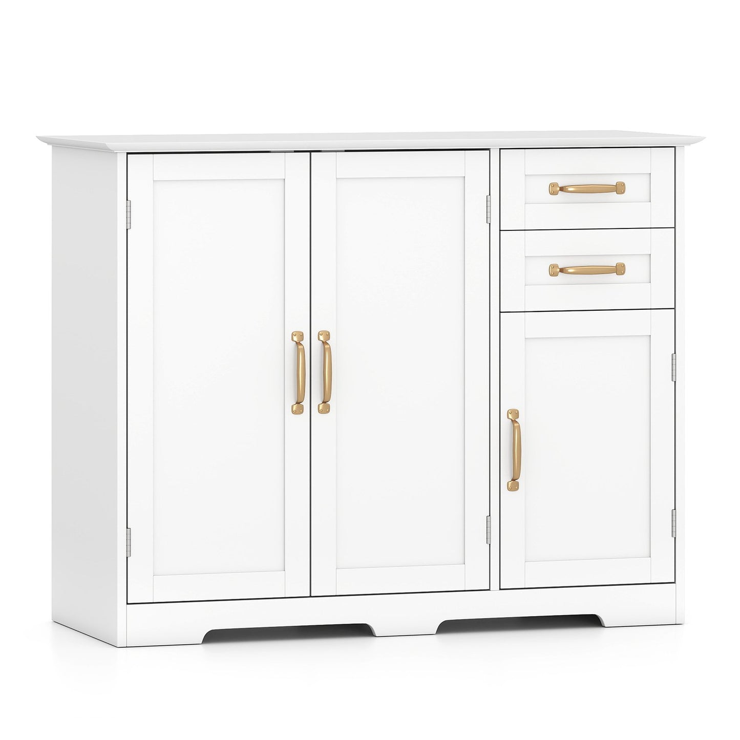 40 Inch Modern Kitchen Sideboard Buffet Cabinet with 2 Drawers and Adjustable Shelf-Black