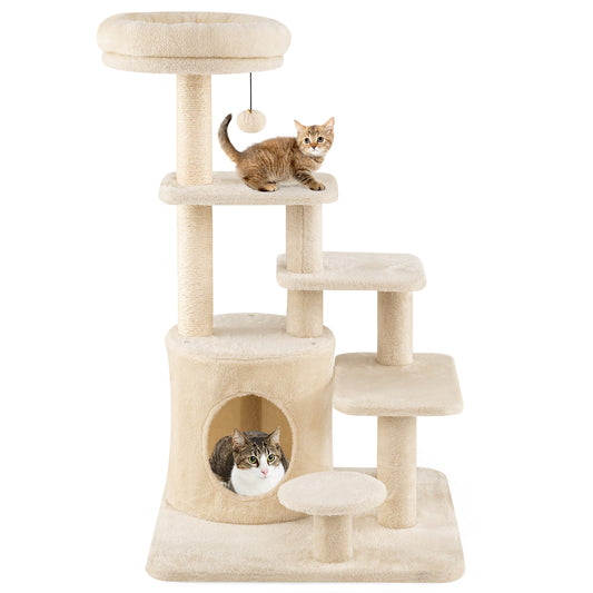 40 Inch Multi-level Cat Tower with Condo and Dangling Jingle Ball-BE