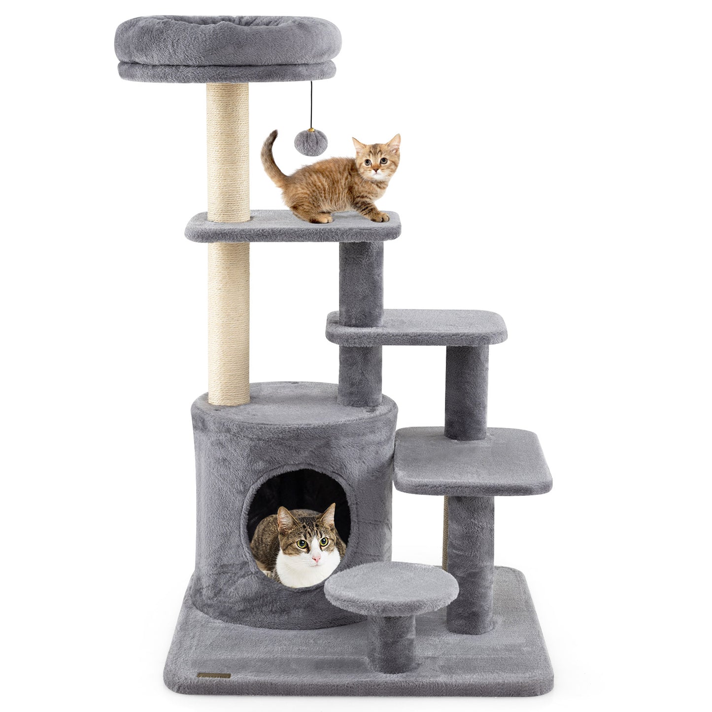 40 Inch Multi-level Cat Tower with Condo and Dangling Jingle Ball-BE