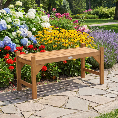 40 Inch Outdoor Bench with Slatted Contoured Seat for Deck Entryway-1 Piece