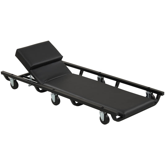 40 Inch Rolling Creeper Padded Mechanic Cart with Adjustable Backrest and Headrest-Black