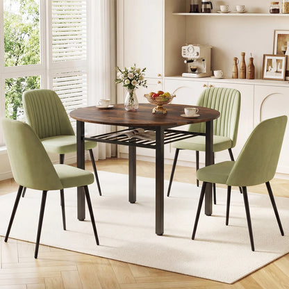 Gray 40-inch round kitchen table with storage shelf and metal frame, designed for four people, by Direct by Wilsons Home Store.