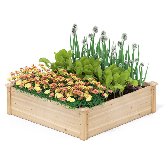 40" x 40" Outdoor Wood Raised Garden Bed-Natural