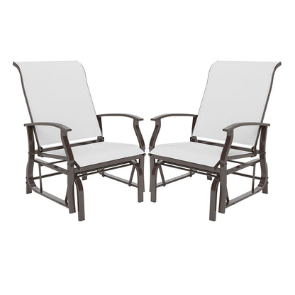 Outdoor Glider Chairs Set of 2 with Ergonomic Backrest and Seat-Beige