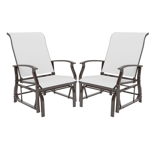 Outdoor Glider Chairs Set of 2 with Ergonomic Backrest and Seat-Beige
