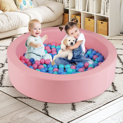 42.5 Inch Round Foam Ball Pits with 25D Sponge Filling and Washable PU Cover for Toddlers-Pink