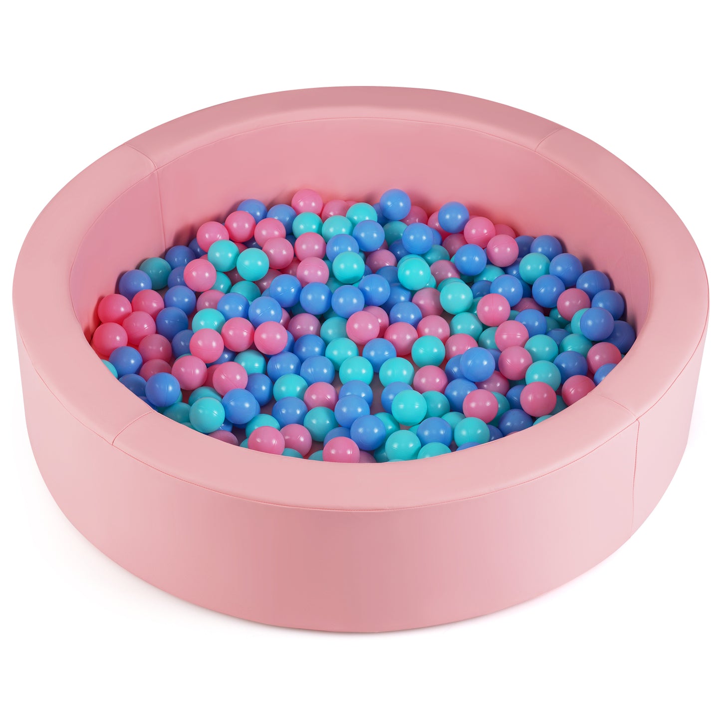 42.5 Inch Round Foam Ball Pits with 25D Sponge Filling and Washable PU Cover for Toddlers-Pink