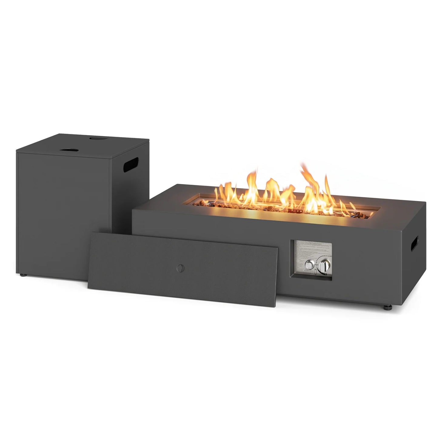 42 Inch Outdoor Rectangular Fire Table 50 000 BTU with Tank Holder-Black