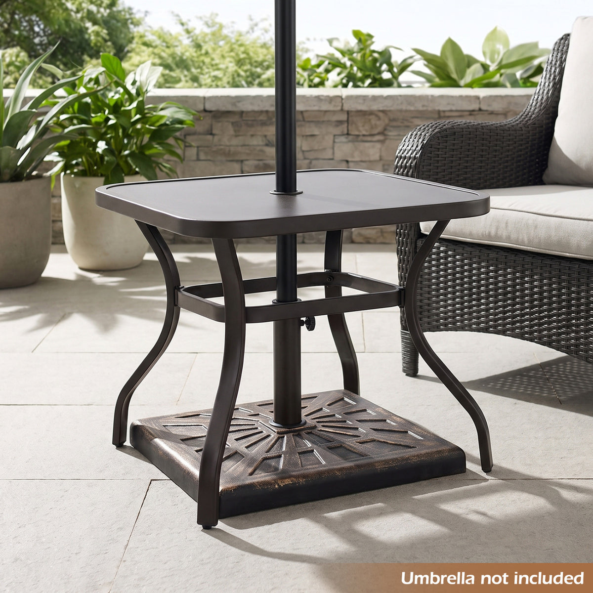 42 LBS Weighted Patio Umbrella Base with Adjustable Knob-Bronze