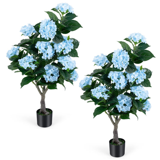 43.5" Artificial Hydrangea Tree 2 Pack-Blue