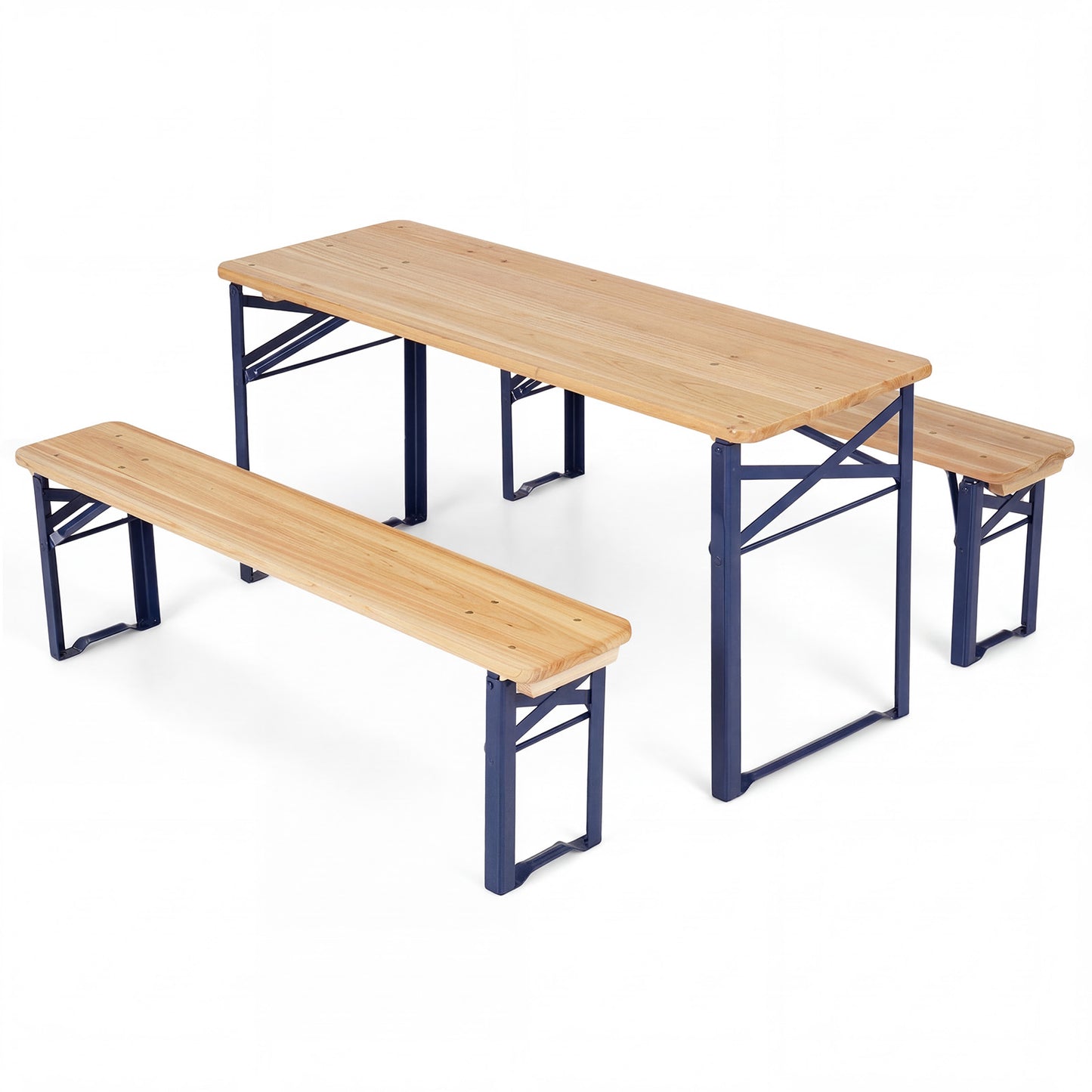 43.5 Inch Folding Kids Picnic Table & Bench Set No Assembly Wooden Toddler Table-Black