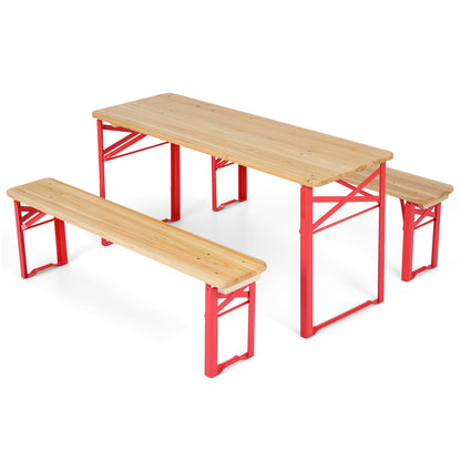 43.5 Inch Folding Kids Picnic Table & Bench Set No Assembly Wooden Toddler Table-Black