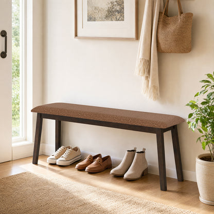 43.5 Inch Upholstered Entryway Bench with Rubber Wood Frame-Beige