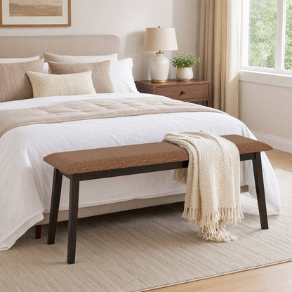 43.5 Inch Upholstered Entryway Bench with Rubber Wood Frame-Beige