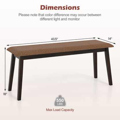 43.5 Inch Upholstered Entryway Bench with Rubber Wood Frame-Beige