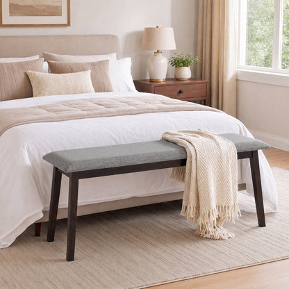 43.5 Inch Upholstered Entryway Bench with Rubber Wood Frame-Beige