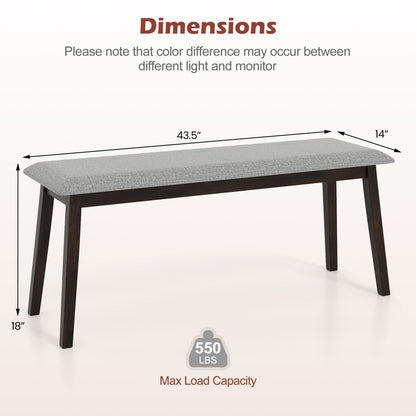 43.5 Inch Upholstered Entryway Bench with Rubber Wood Frame-Beige