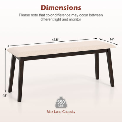 43.5 Inch Upholstered Entryway Bench with Rubber Wood Frame-Beige