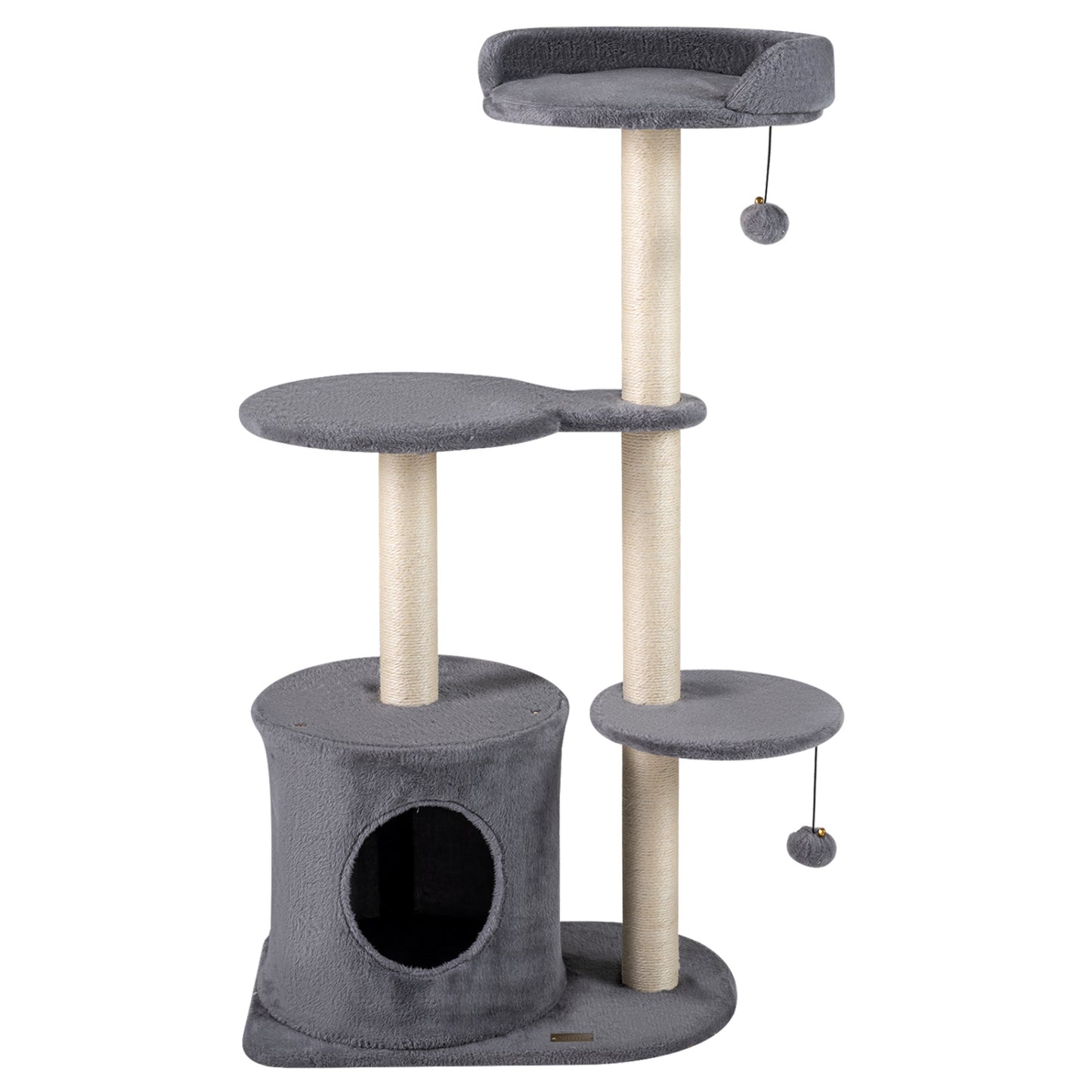 43" Cat Tree for Indoor Cats with Comfy Plush Perches and Sisal Scratching Posts-Beige