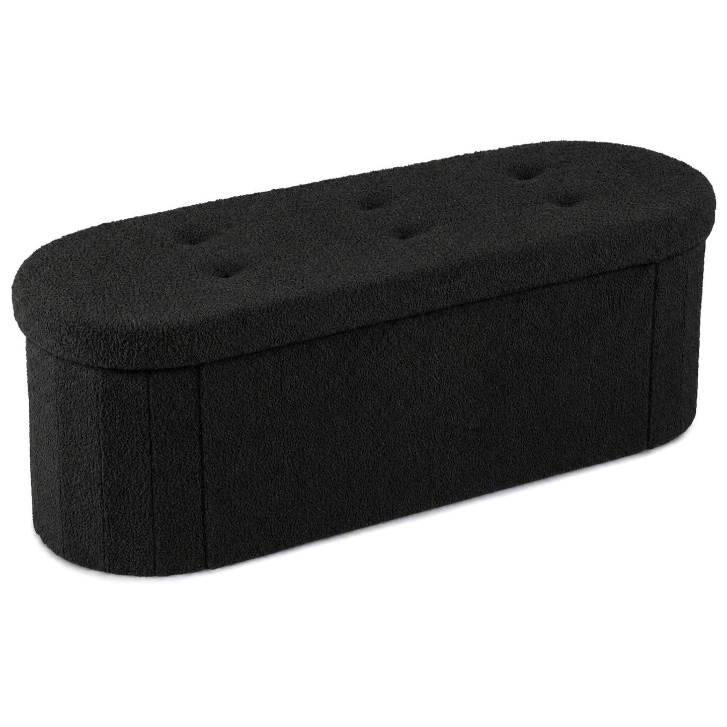 43" Folding Teddy Storage Ottoman Bench with Dividers for Living Room and Bedroom-Beige