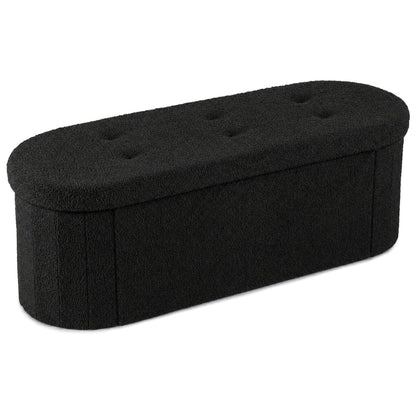 43" Folding Teddy Storage Ottoman Bench with Dividers for Living Room and Bedroom-Beige