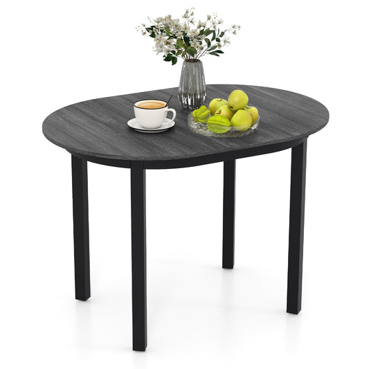 43 Inch Wooden Dining Table with Rubber Wood Legs for 2-4 People-Black