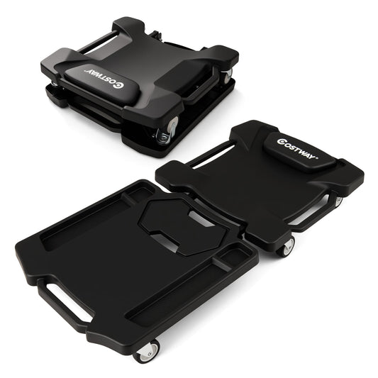 43 Inches Foldable Mechanic Creeper with Padded Headrest and Tool Trays-BK