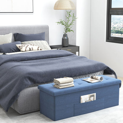 43 Inches Folding Storage Ottoman Bench Linen End of Bed Bench with Padded Seat-Dark Gray