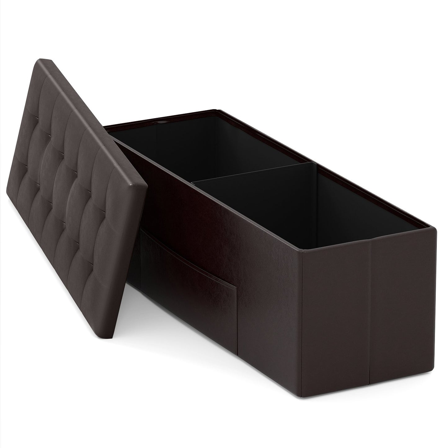 43 Inches Folding Storage Ottoman Bench Foot Rest Stool End of Bed Bench-Black