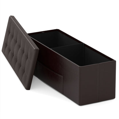 43 Inches Folding Storage Ottoman Bench Foot Rest Stool End of Bed Bench-Black