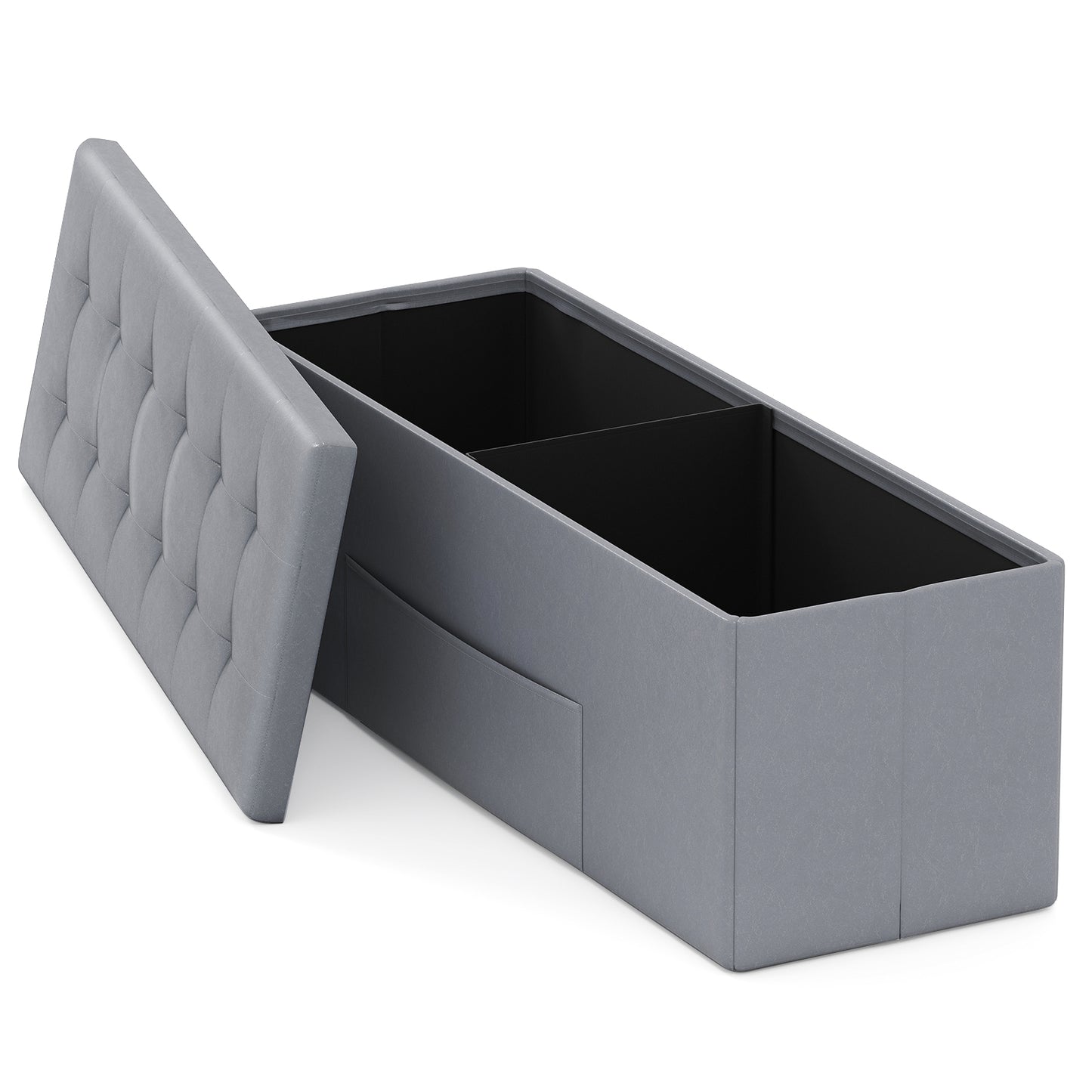 43 Inches Folding Storage Ottoman Bench Foot Rest Stool End of Bed Bench-Black