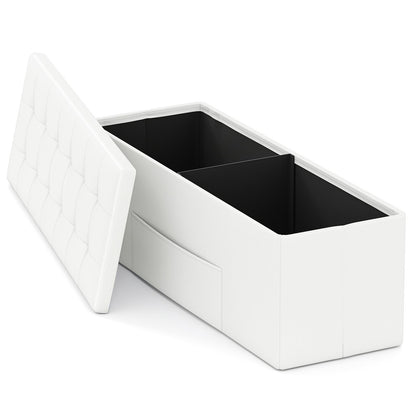 43 Inches Folding Storage Ottoman Bench Foot Rest Stool End of Bed Bench-Black