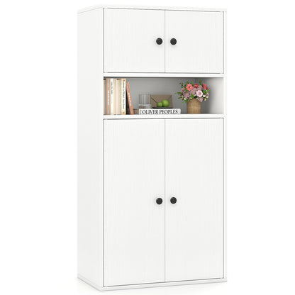44 Inches Tall Bookshelf with Doors and Adjustable Shelf-2 Pieces