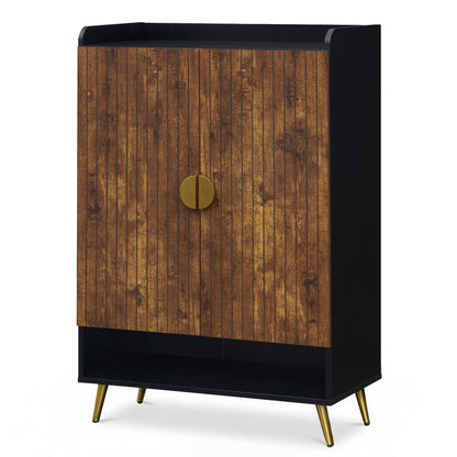 44" Tall Shoe Storage Cabinet with 7-Tier Doors and Adjustable Shelves for Entryway-Natural