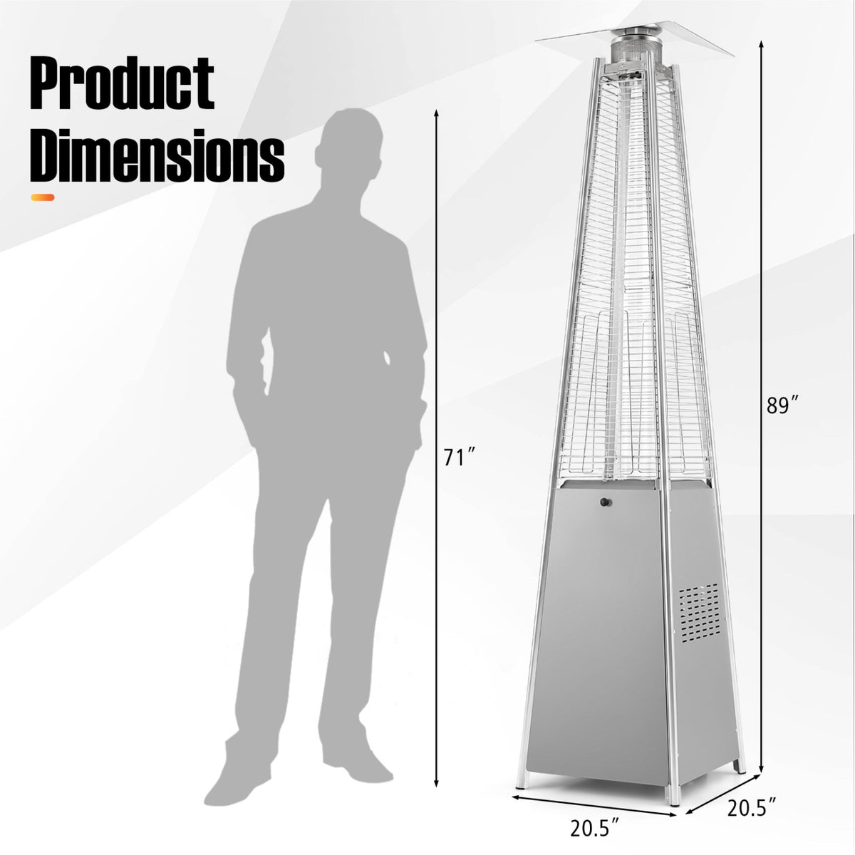 45000 BTU Pyramid Patio Heater with Zippered Cover Triple Safety Protection and wheels-Black