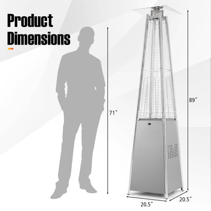 45000 BTU Pyramid Patio Heater with Zippered Cover Triple Safety Protection and wheels-Black