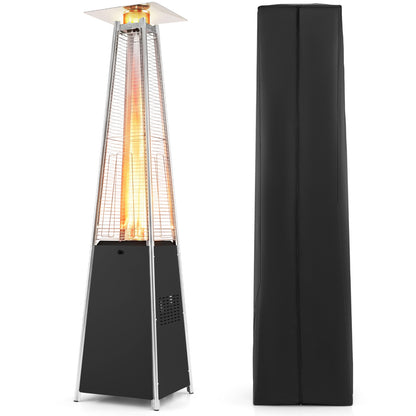 45000 BTU Pyramid Patio Heater with Zippered Cover Triple Safety Protection and wheels-Black