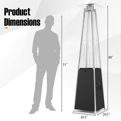 45000 BTU Pyramid Patio Heater with Zippered Cover Triple Safety Protection and wheels-Black
