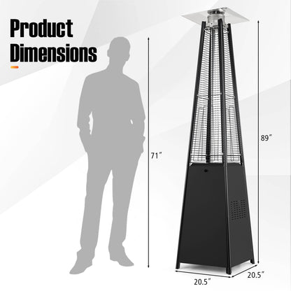 45000 BTU Pyramid Patio Heater with Zippered Cover Triple Safety Protection and wheels-Black